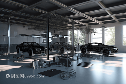 維修廠里的汽車